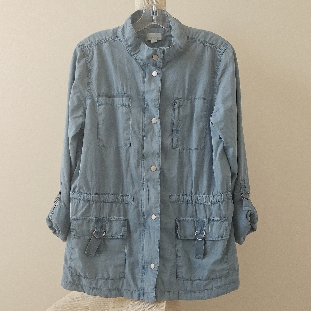 Loft Blue Drawstring Utility Jacket - image 1